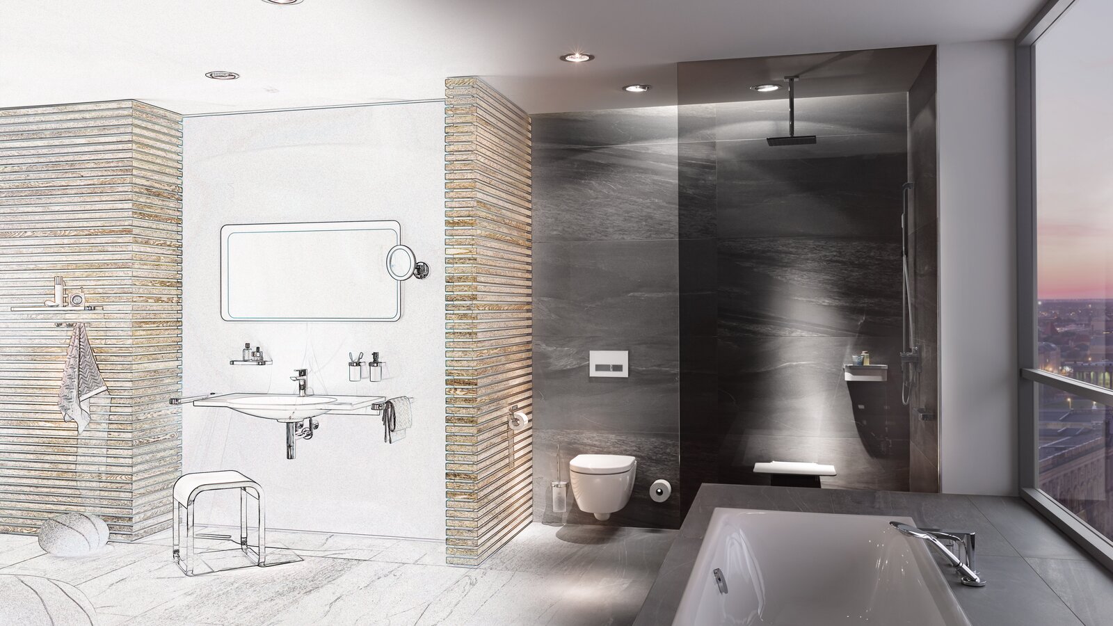 Bad HEWI System 800 Bad ausgestattet mit barrierefreien HEWI Produkten und Accessoires des Systems 800