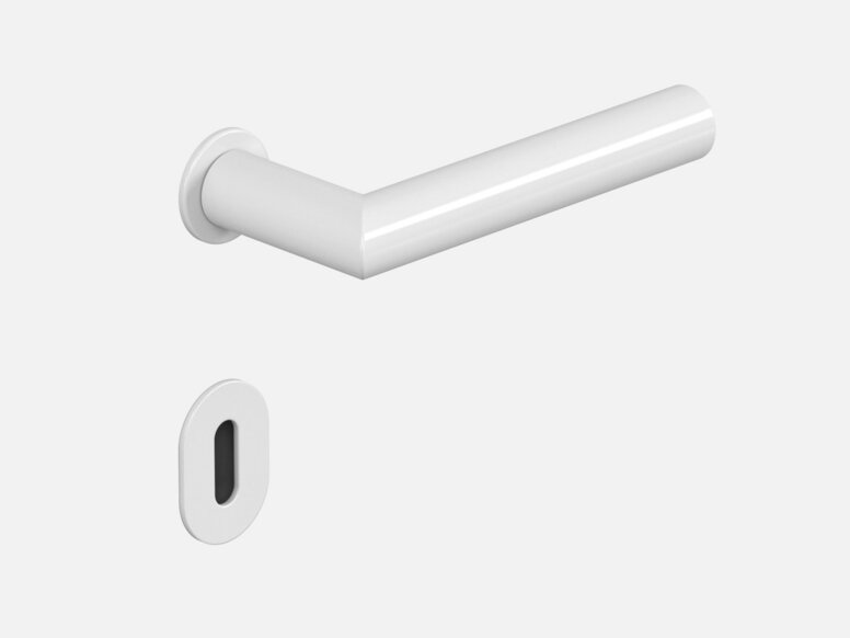 HEWI minimalistischer Türgriff mit Schlüsselrosette in Weiß aus Polyamid