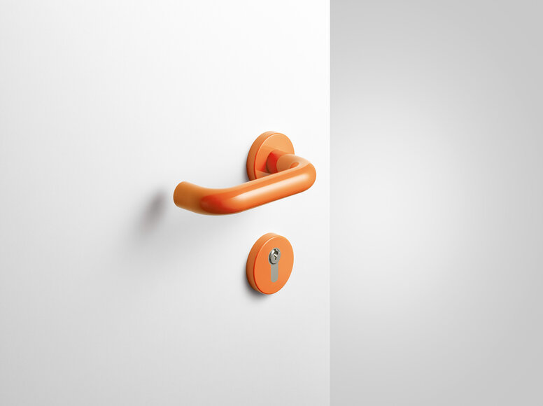HEWI Türdrücker 111 mit Schlüsselrosette in Orange aus Polyamid