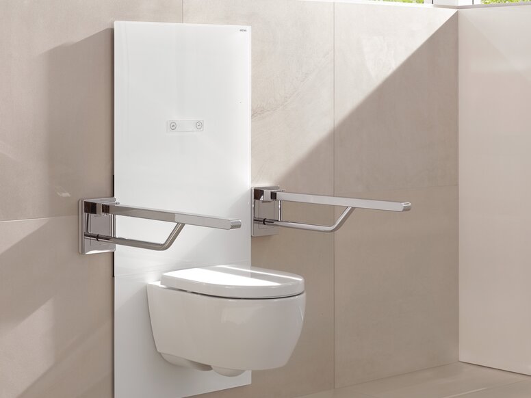 HEWI WC-module s50 In hoogte verstelbare WC-module met opklapbare steungreep