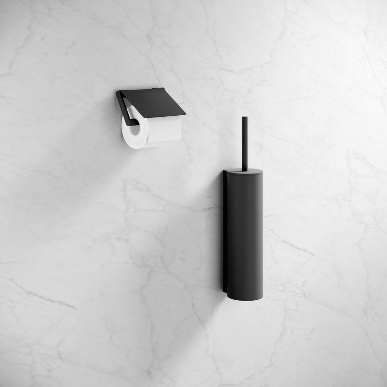 HEWI toilet roll holder and toilet brush set Toilet roll holder and toilet brush set in black