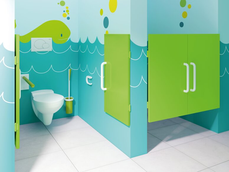 HEWI barrierefreies WC für Kids Barrierefreies WC für Kinder in blau-grün