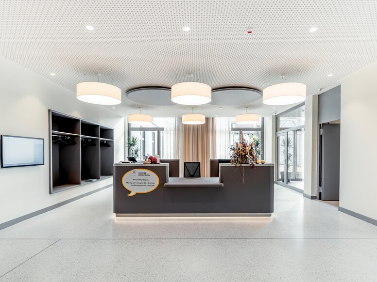 Reception at Haslibrunnen in Switzerland Reception desk with integrated worktop