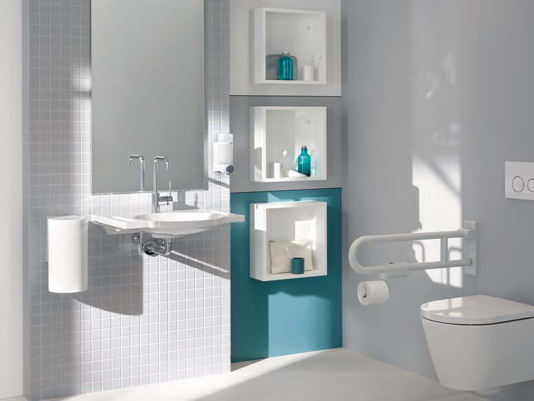 HEWI barrièrevrije toiletruimte Serie 477/801 Barrièrevrije was- en toiletruimte Serie 477/801