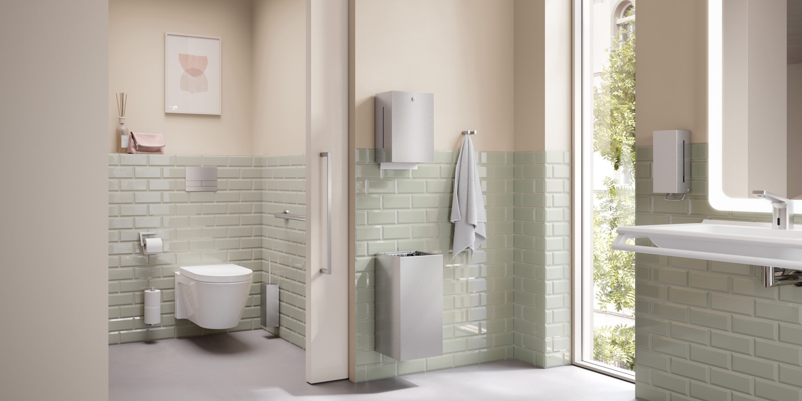 Badezimmer mit Waschbereich und WC