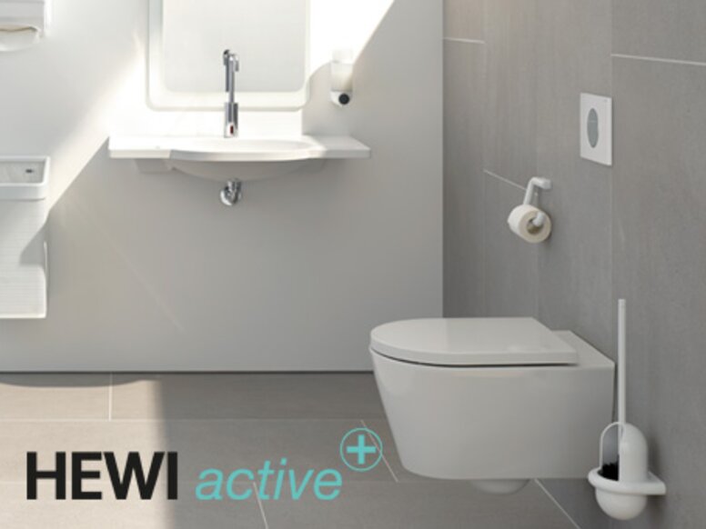 HEWI active+ im Badezimmer Waschbecken und WC in active+