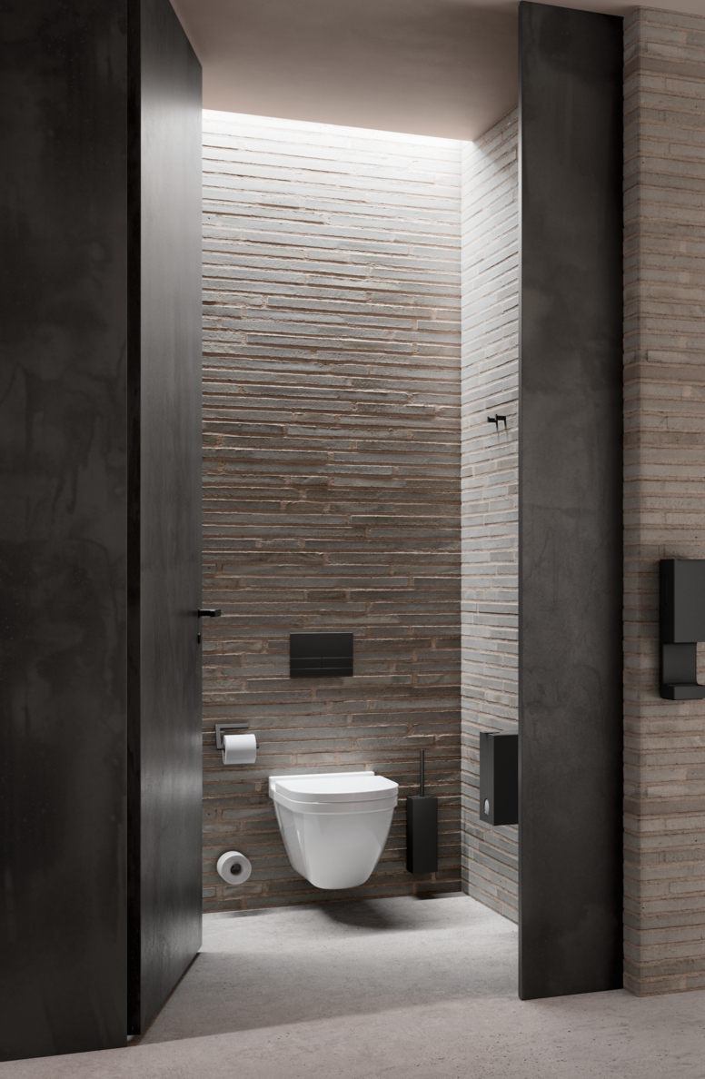 HEWI reference WC cubicle in a public building